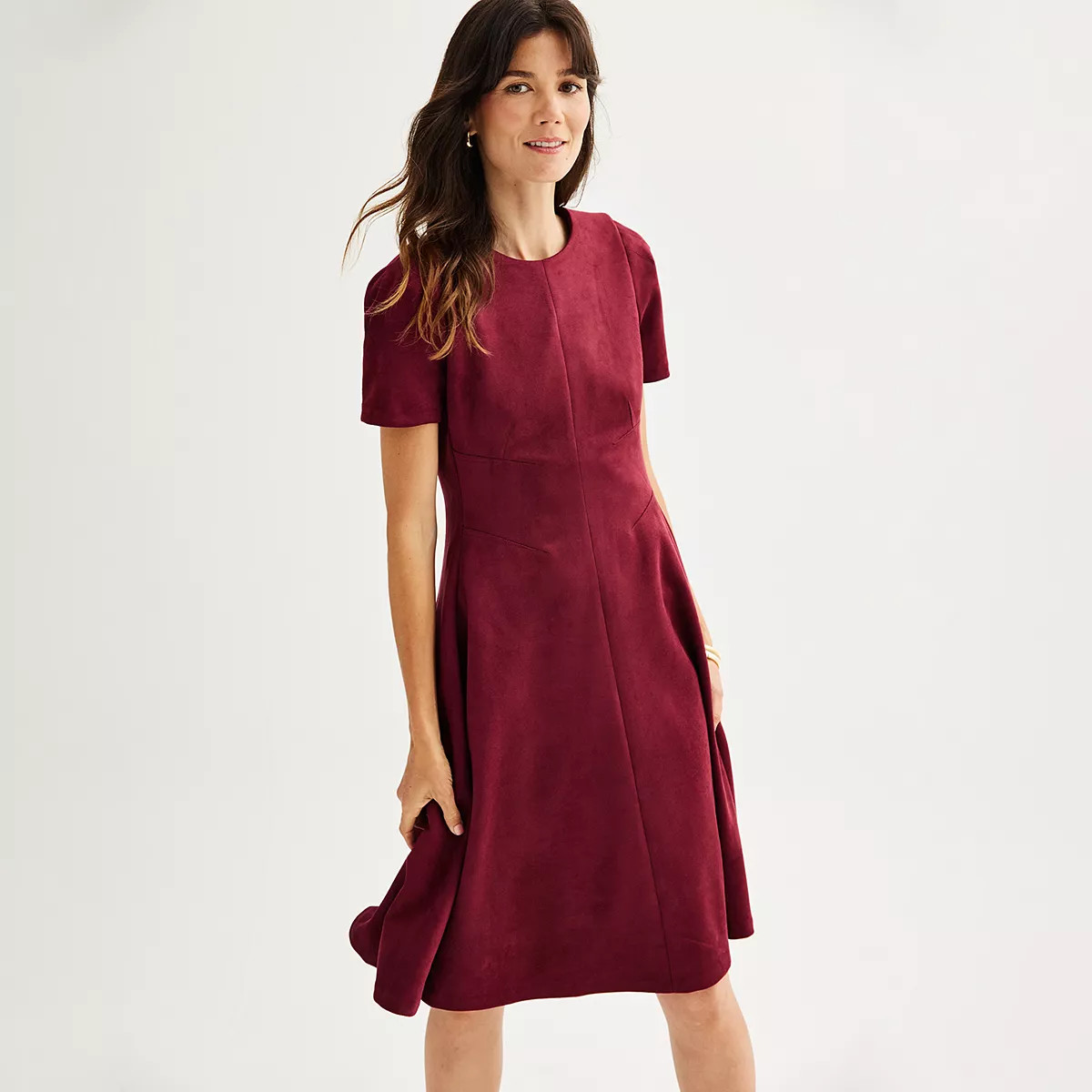 Women's Andrew Marc Short Sleeve Crewneck Midi Dress | Kohl's