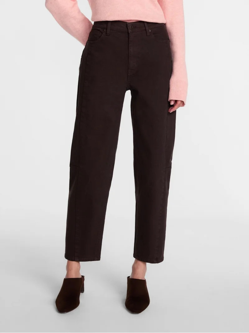 Scenario Women's and Women's Plus High Rise Barrel Jeans, 26", 28" Inseam, Sizes 0-28W | Walmart (US)