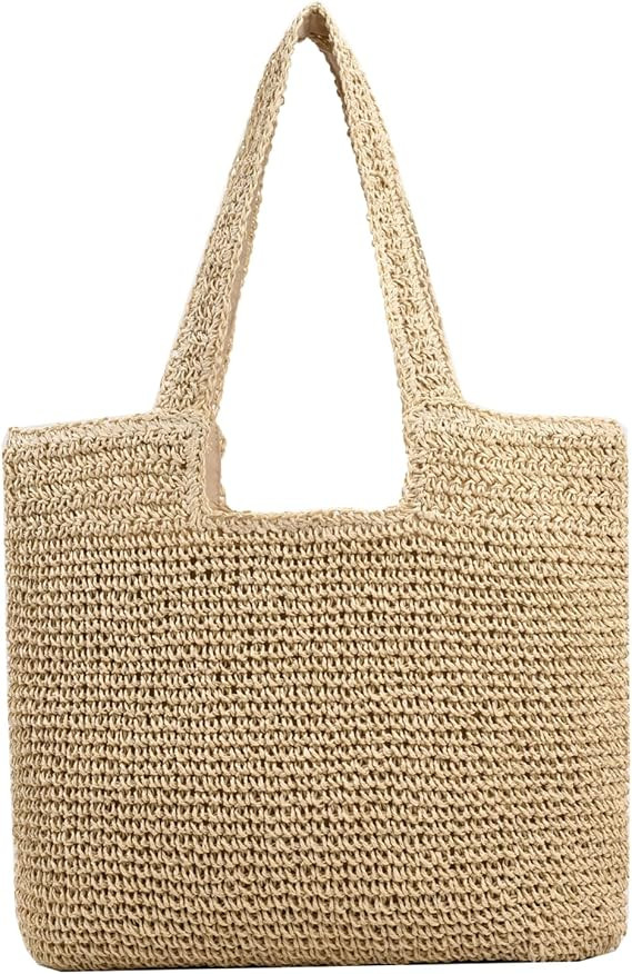 Straw Beach Bag, Summer Woven Tote Bag Large Shoulder Handbag Straw Purses and Handbags for Women... | Amazon (US)