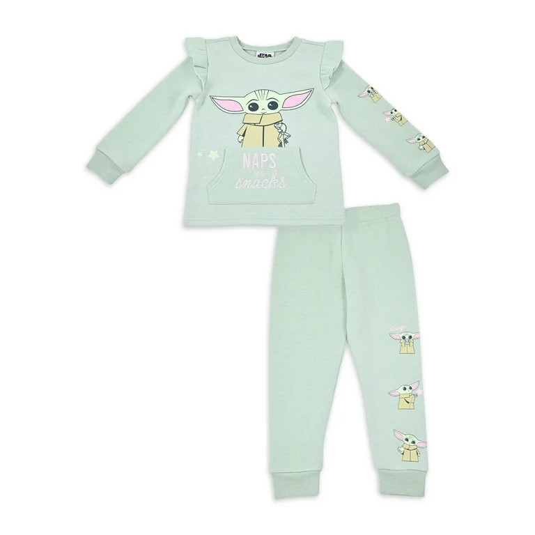 Baby Yoda Baby and Toddler Girl Jogger Pant and Crew Neck, 2 Piece Outfit Set, 12 Months-5T | Walmart (US)