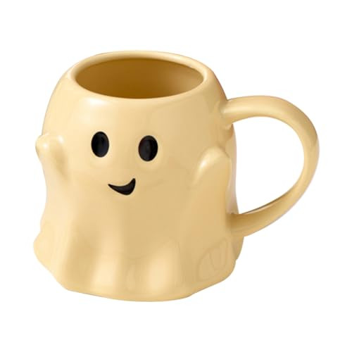 GKWW 14oz Halloween Ghost Mug Cute Ceramic Ghost Coffee Mug Adorable Ghost Elf Decoration Spooky Ghost Ghostface Mug Coffee Cup for Adults Kids Women(Yellow) | Amazon (US)