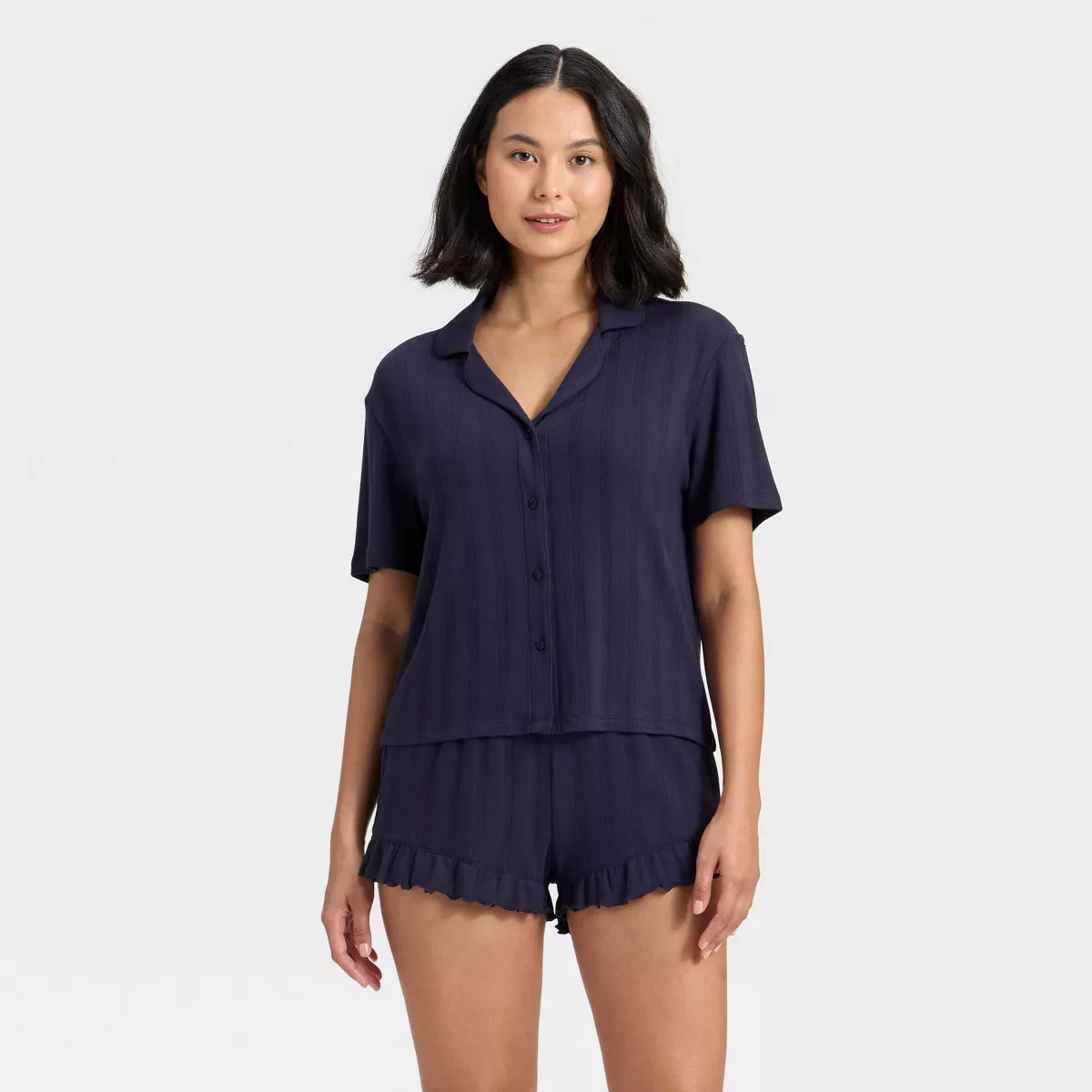 Women's Pointelle Notch Collar Shirt and Shorts Pajama Set - Wild Fable™ | Target