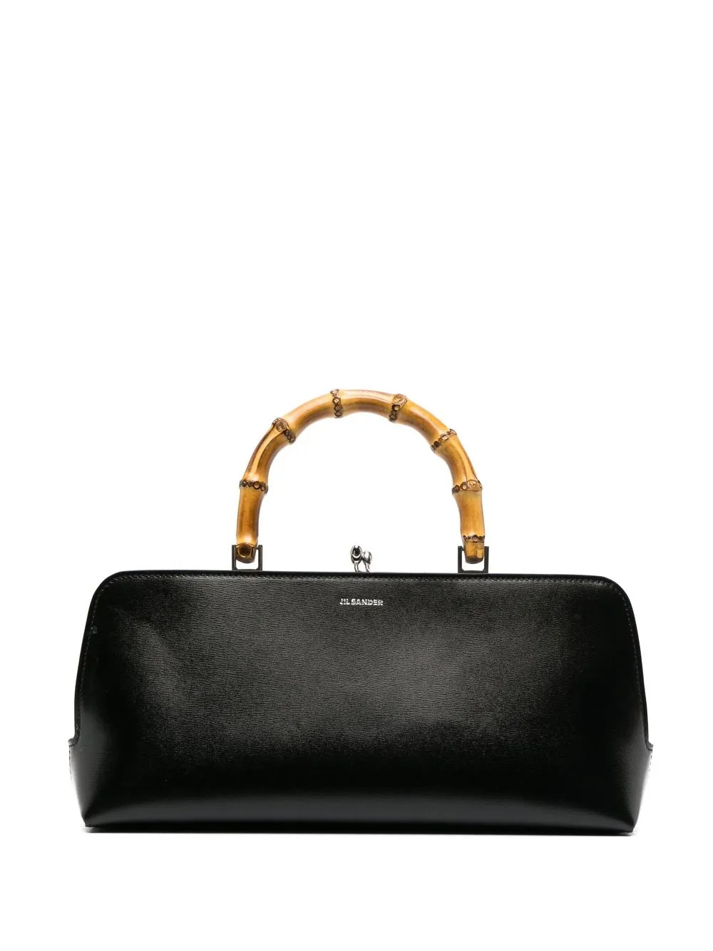 Jil Sander Goji bamboo-handle leather bag - Black | Farfetch Global