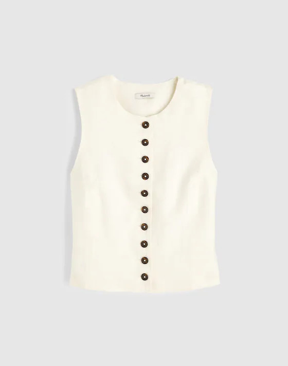 Button-Front Shell Top in 100% Linen | Madewell