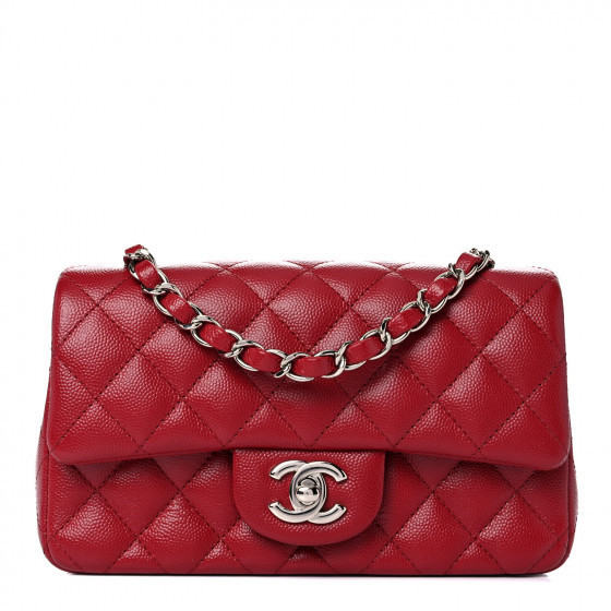 CHANEL Caviar Quilted Mini Rectangular Flap Red | Fashionphile