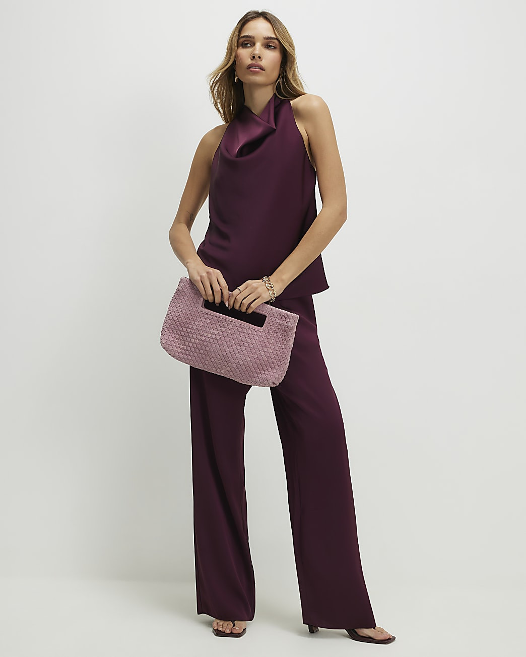 Red Satin Halter Neck Top | River Island UK & IE