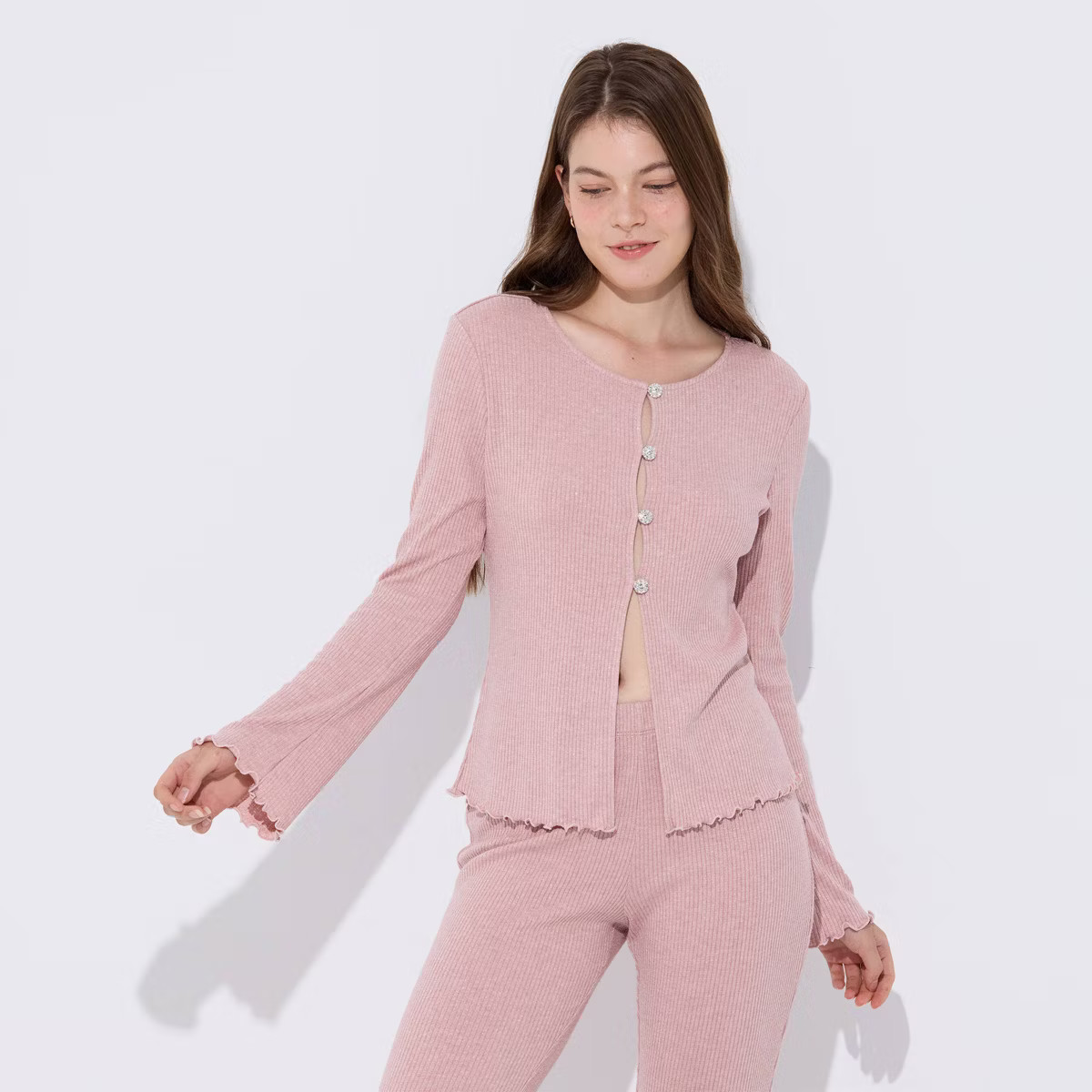 Women's Metallic Rib-Knit Cardigan - Wild Fable™ Pink XL | Target