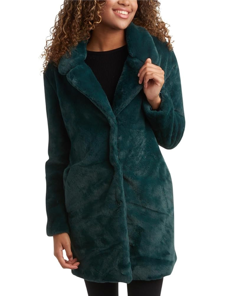 URBAN REPUBLIC Womens Long Faux Fur Coat - Lapel Collared Fur Coats for Women Winter Fuzzy Jacket... | Amazon (US)