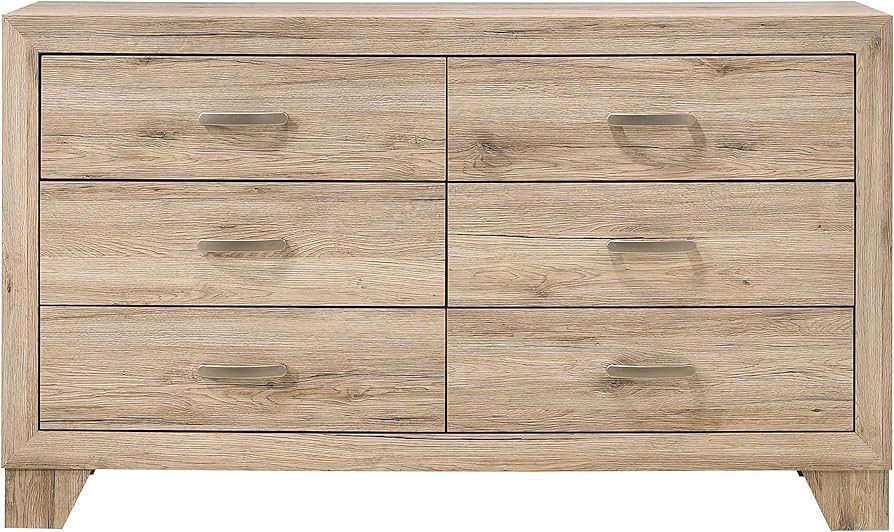 Knocbel 6-Drawer Dresser with Metal Handles, Double Chest of Drawers with Wooden Tapered Legs, Fu... | Amazon (US)