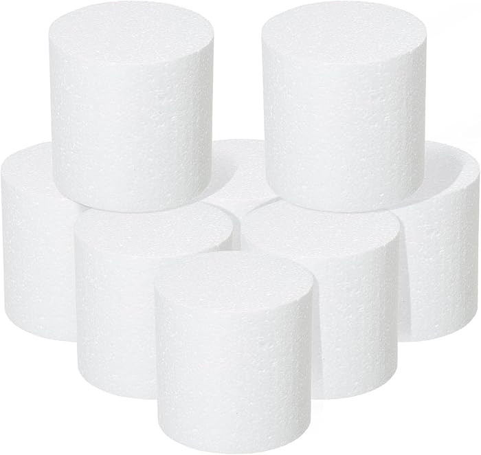 Crafare Round Foam Rounds 4x4 Inch Polystyrene Foam Circle Dummy Cake Set 8 Pack for Wedding Birt... | Amazon (US)