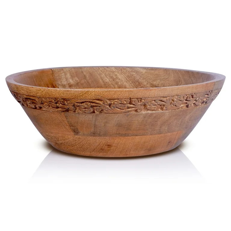Mela Artisans Wooden Serving Bowls - Medium Burnt | Jasmine Decorative Style | Rustic Kitchen Dec... | Walmart (US)