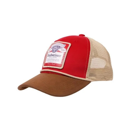 Mens Budweiser Trucker Hat Classic Logo with Brown Bill Red | Walmart (US)