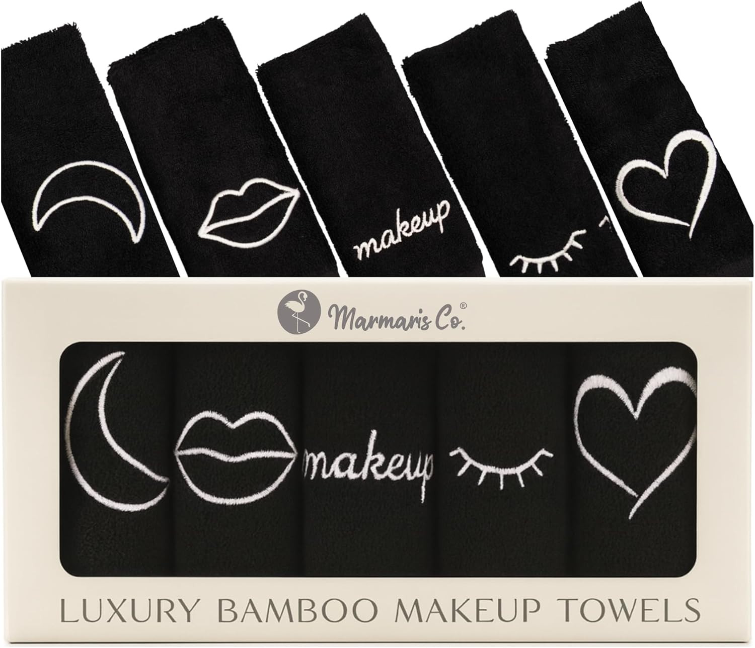Luxury Black Makeup Washcloths for Face, 5-Pack Makeup Towels Face Washcloth, Viscose from Bamboo... | Amazon (US)
