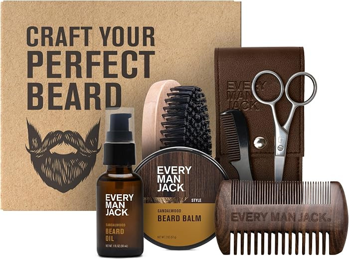 Every Man Jack Beard Grooming Kit for Men - Includes Sandalwood Beard Oil & Beard Balm, Beard Bru... | Amazon (US)