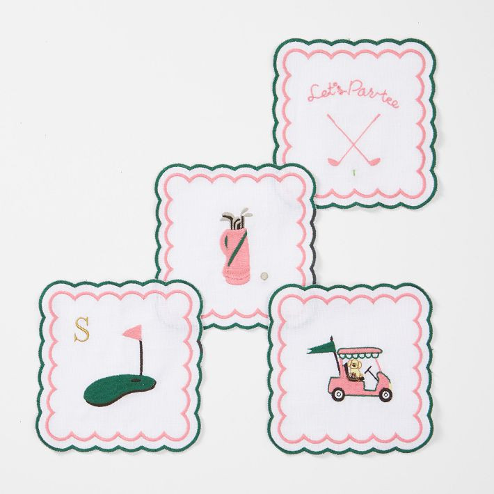 Sports Embroidered Coasters, Set of 4 | Mark and Graham