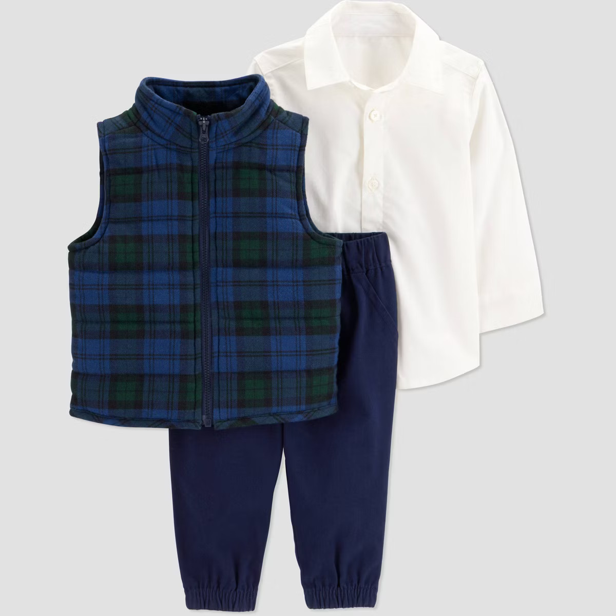 Carter's Just One You® Baby Boys' 3pc Holiday Plaid Vest Set - White/Green/Blue | Target