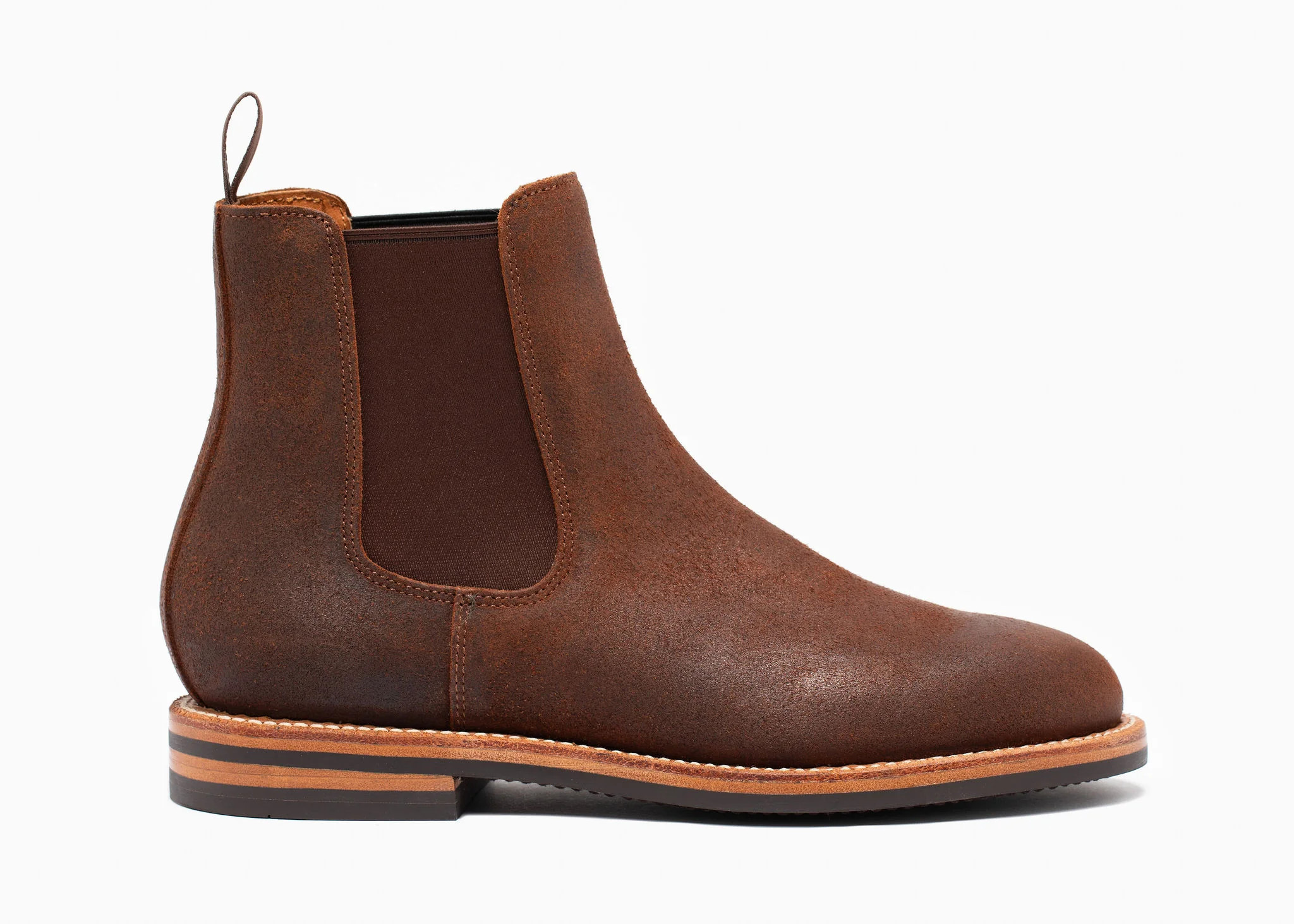 Josephine Chelsea Boot Dark Oak Roughout | Grant Stone LLC