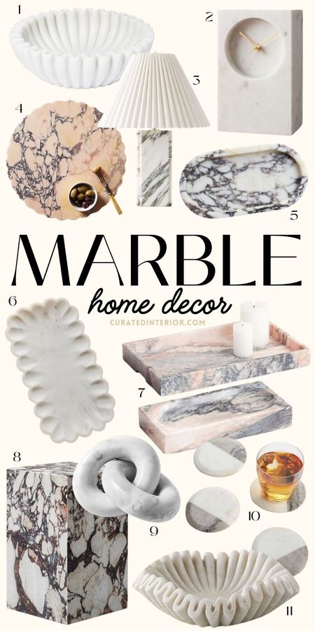 Marble home decor items - accents and decorations to give your home a sophisticated touch! 
Full list : https://curatedinterior.com/marble-decor/

#LTKfindsunder100 #LTKhome