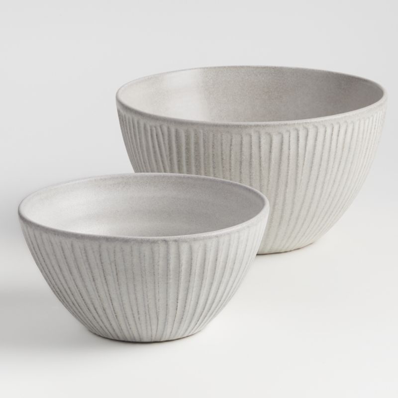 Lilou Matte White Ridged Bowls, Set of 2 + Reviews | Crate and Barrel | Crate & Barrel