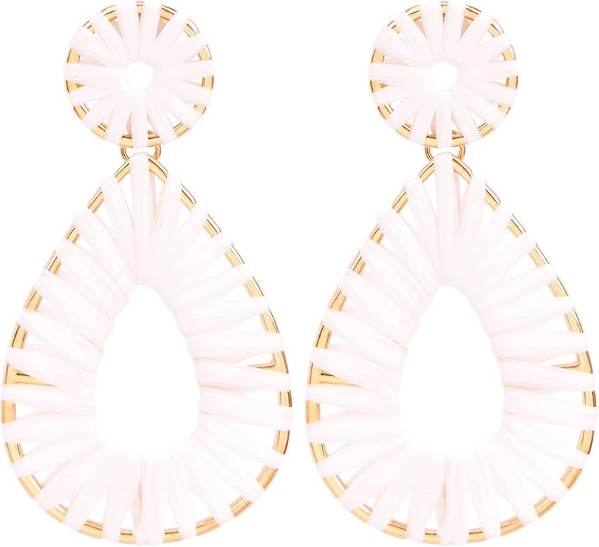 Legitta Raffia Teardrop Dangle Earrings Handmad Statement Drop Earrings | Amazon (US)