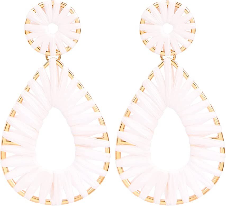 Legitta Raffia Teardrop Dangle Earrings Handmad Statement Drop Earrings | Amazon (US)