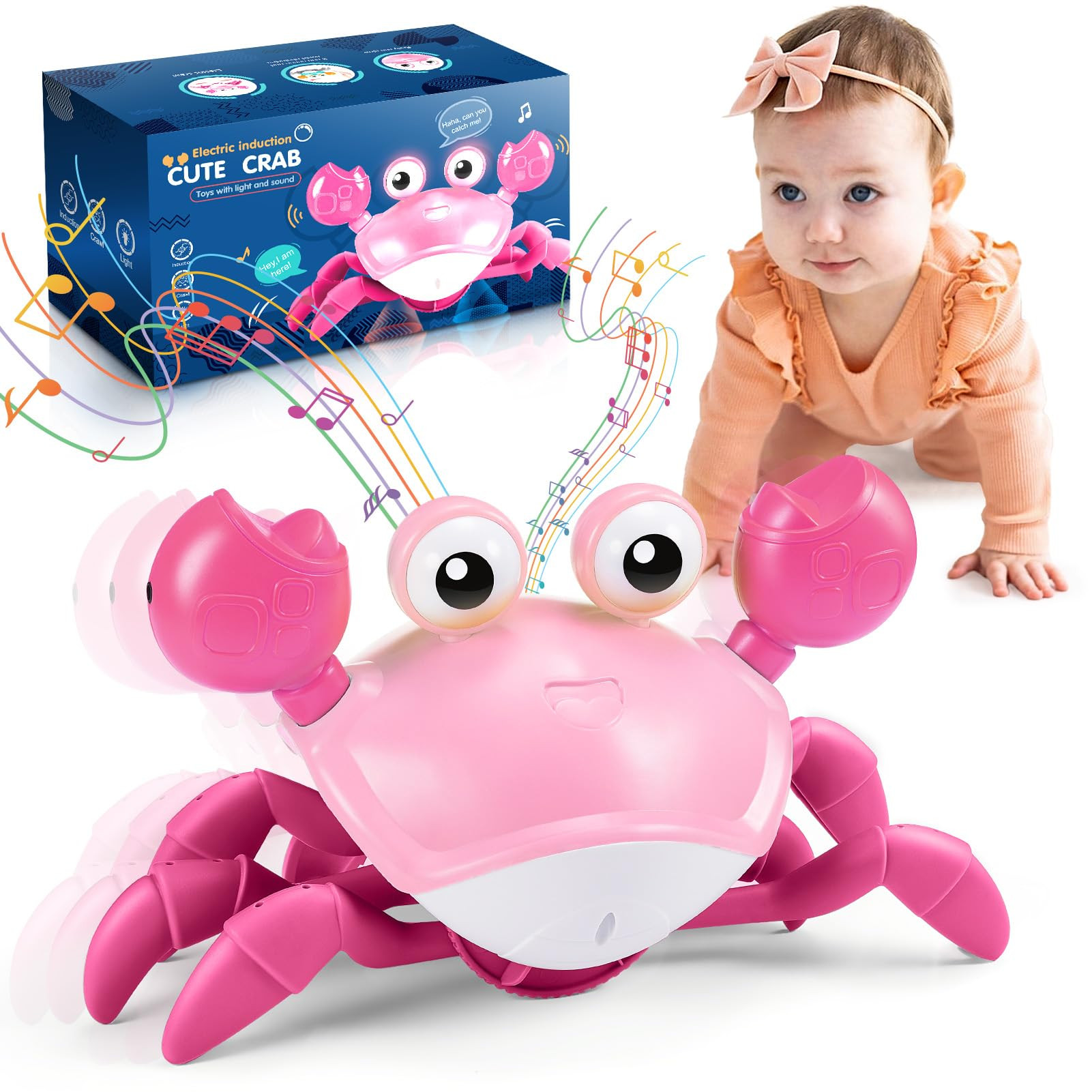Crawling Crab Toy, Baby Toys 6 to 12 Months Dancing Crab Toy for 1 2 3 Year Old Girls Gifts Tummy... | Amazon (UK)