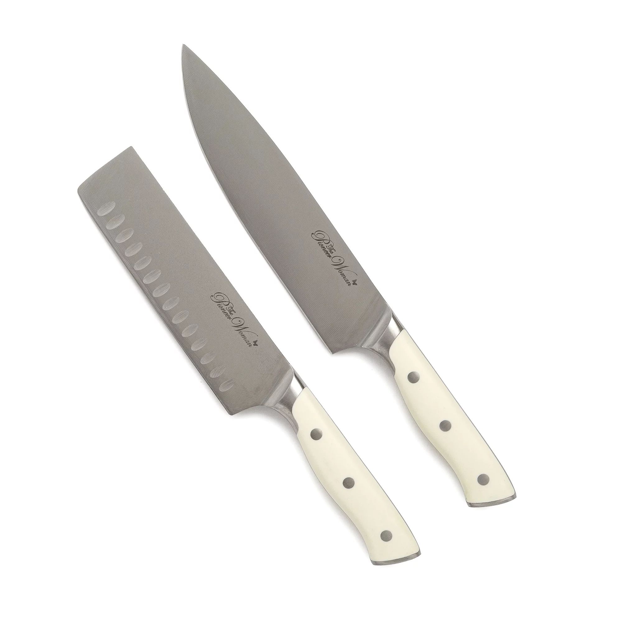 The Pioneer Woman 2 Piece Stainless Steel Nakiri and Chef Knife Bundle Set, Linen | Walmart (US)
