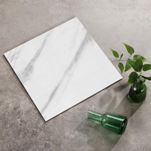 Peel and Stick Bathroom Floor Tiles Marble Look 12"x12" White Waterproof and Self Adhesive Vinyl ... | Amazon (US)