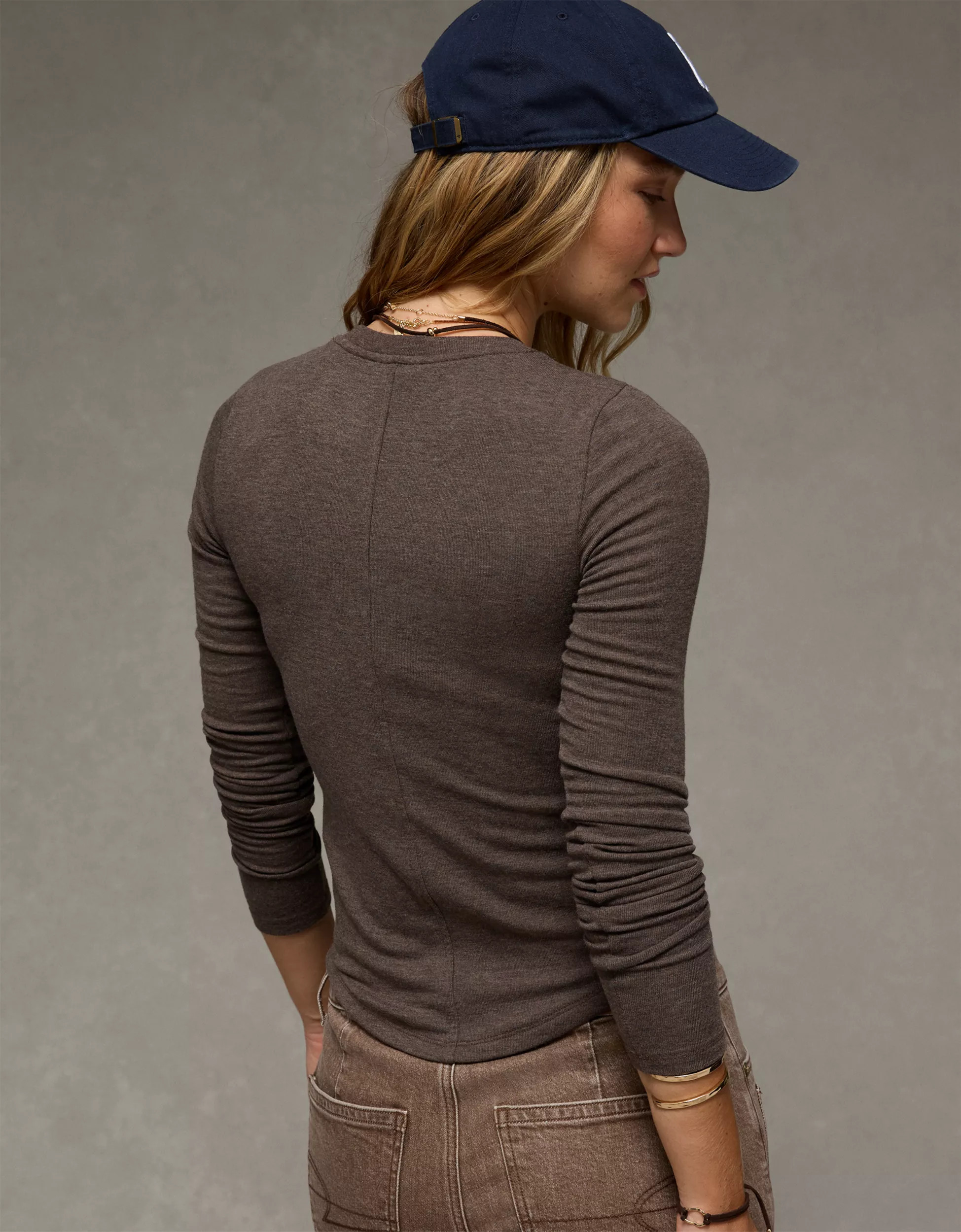 AE Long Sleeve Cozy Crew Neck T-Shirt | American Eagle Outfitters (US & CA)