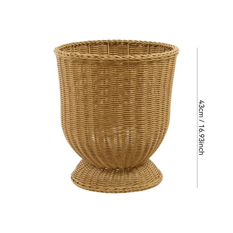 Yanxiao 15.7" Wicker Pedestal Planter, Beige Handwoven Synthetic Rattan Plant Pot, Indoor Outdoor... | Walmart (US)