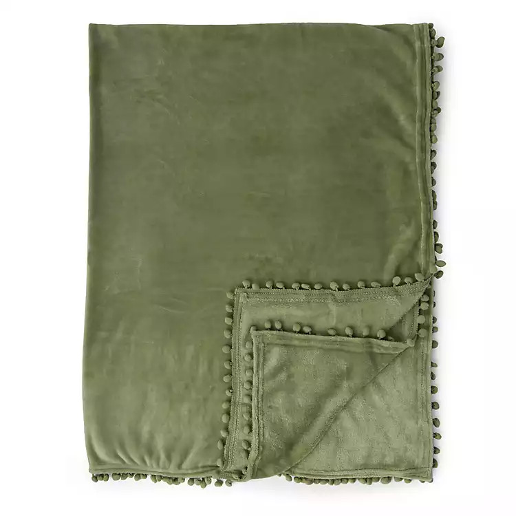 New! Matcha Plush Pom Pom Throw | Kirklands