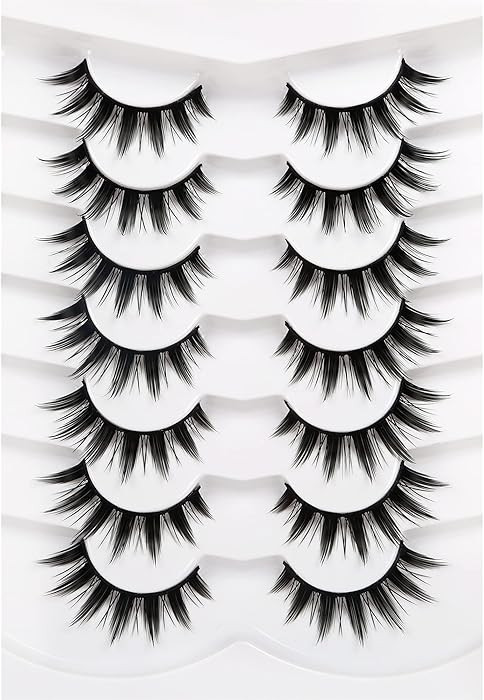 Pooplunch Manga False Eyelashes Spiky Natural Anime Lashes Doll Eye 8D Wispy Volume Sexy Faux Min... | Amazon (US)