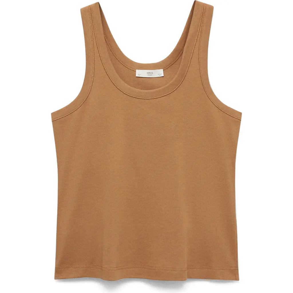 MANGO Scoop Neck Cotton Tank in Mustard at Nordstrom, Size Large | Nordstrom