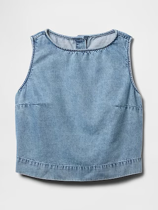 UltraSoft Denim Crop Shell Tank Top | Gap (US)