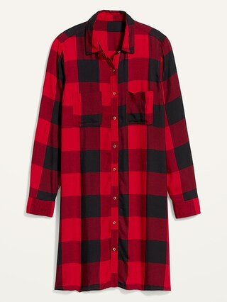 Plaid Lightweight Flannel Swing Shirt Dress for Women | Old Navy (US)