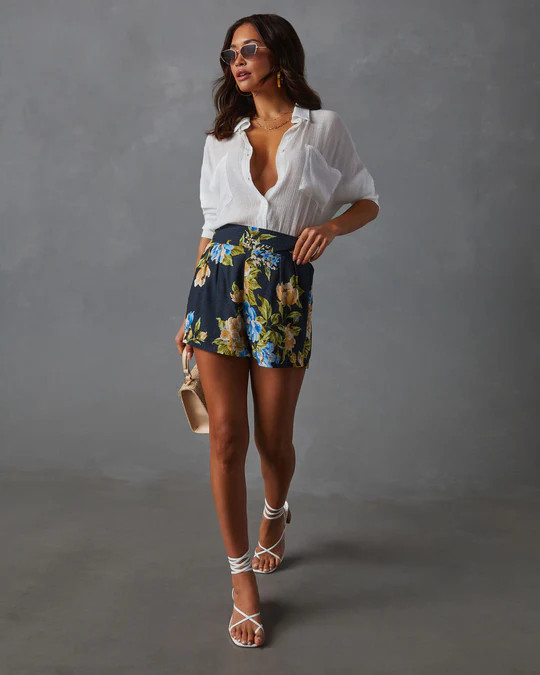 Eden Pocketed Floral High Waist Shorts | VICI