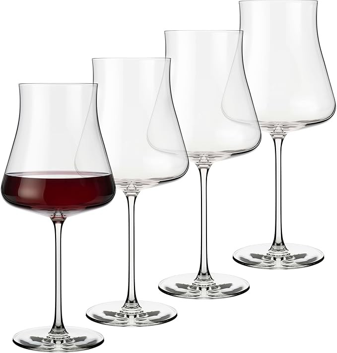 Libbey Signature Stratford Wine Glasses Set of 4, 24 oz Unique Red Wine Glasses, Stemmed Large Wi... | Amazon (US)