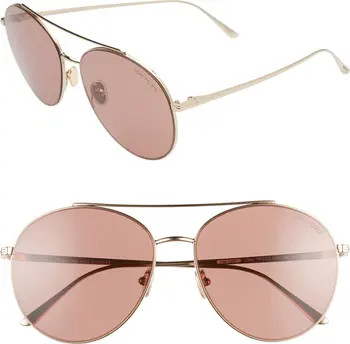 Tom Ford Cleo 59mm Round Aviator Sunglasses | Nordstromrack | Nordstrom Rack