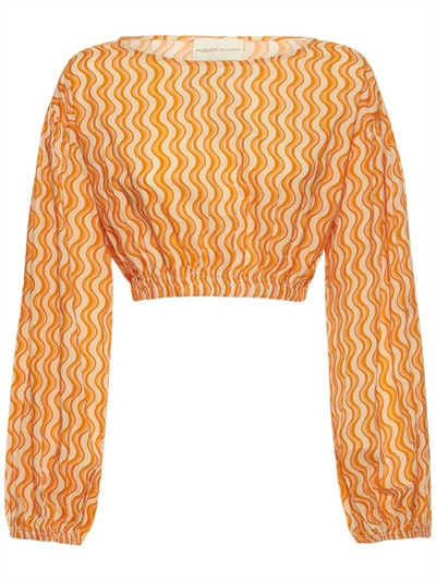Maria de la Orden - Muna wave print cotton voile crop top - Multicolor | Luisaviaroma | Luisaviaroma