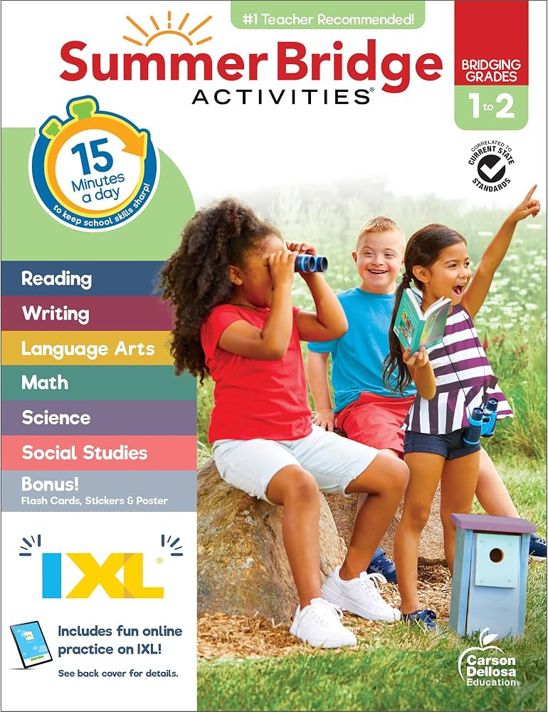 Summer Bridge Activities 1st to 2nd Grade Workbook, Activity Book With Math, Language Arts, Readi... | Amazon (US)