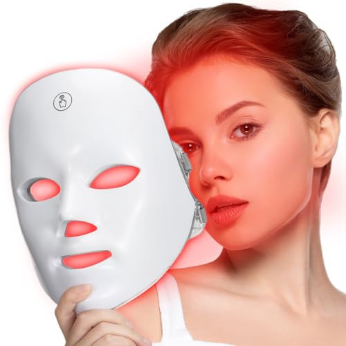 SUERBEATY Red Light Mask For Face, 7-1 Colors Red Light Face Mask, Facial Mask Skincare At Home, Cordless, Portable and Rechargeable | Amazon (US)