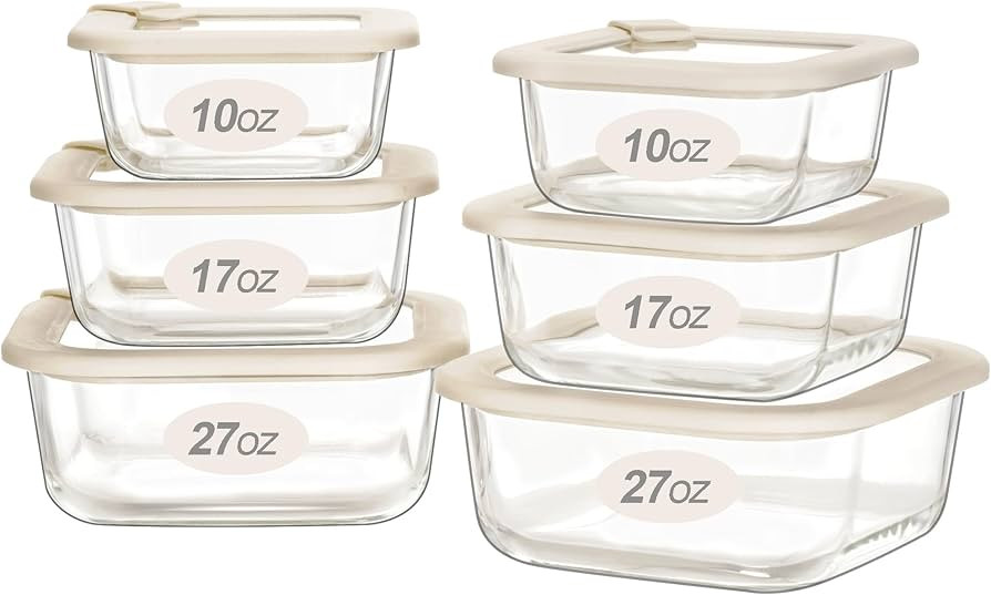 Urban Green Glass Food Storage Containers with Glass Lids, Microwave Safe Glass Food Container Se... | Amazon (US)