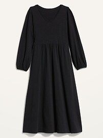 Long-Sleeve Fit & Flare Slub-Knit Midi Dress for Women | Old Navy (US)