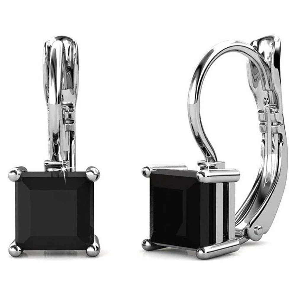 Cate & Chloe Samantha 18k White Gold Drop Earrings | Women's Silver Drop Earrings with Black Swar... | Walmart (US)