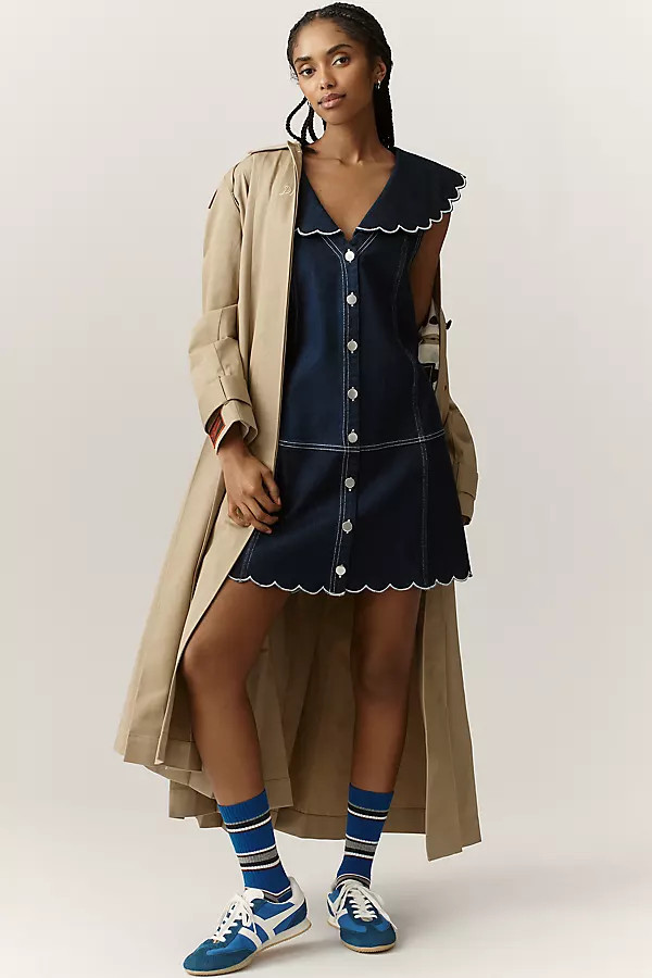 Scalloped Denim Buttondown Dress | Anthropologie (US)