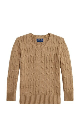 Polo Ralph Lauren Long Sleeve Cable Knit Crewneck Sweater in Tan. - size 3 | Revolve Clothing (Global)