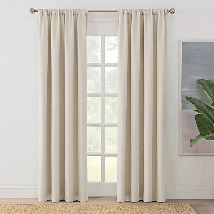 Brookstone® Zoey Solid Rod Pocket 100% Blackout Window Curtain Panel | Bed Bath & Beyond