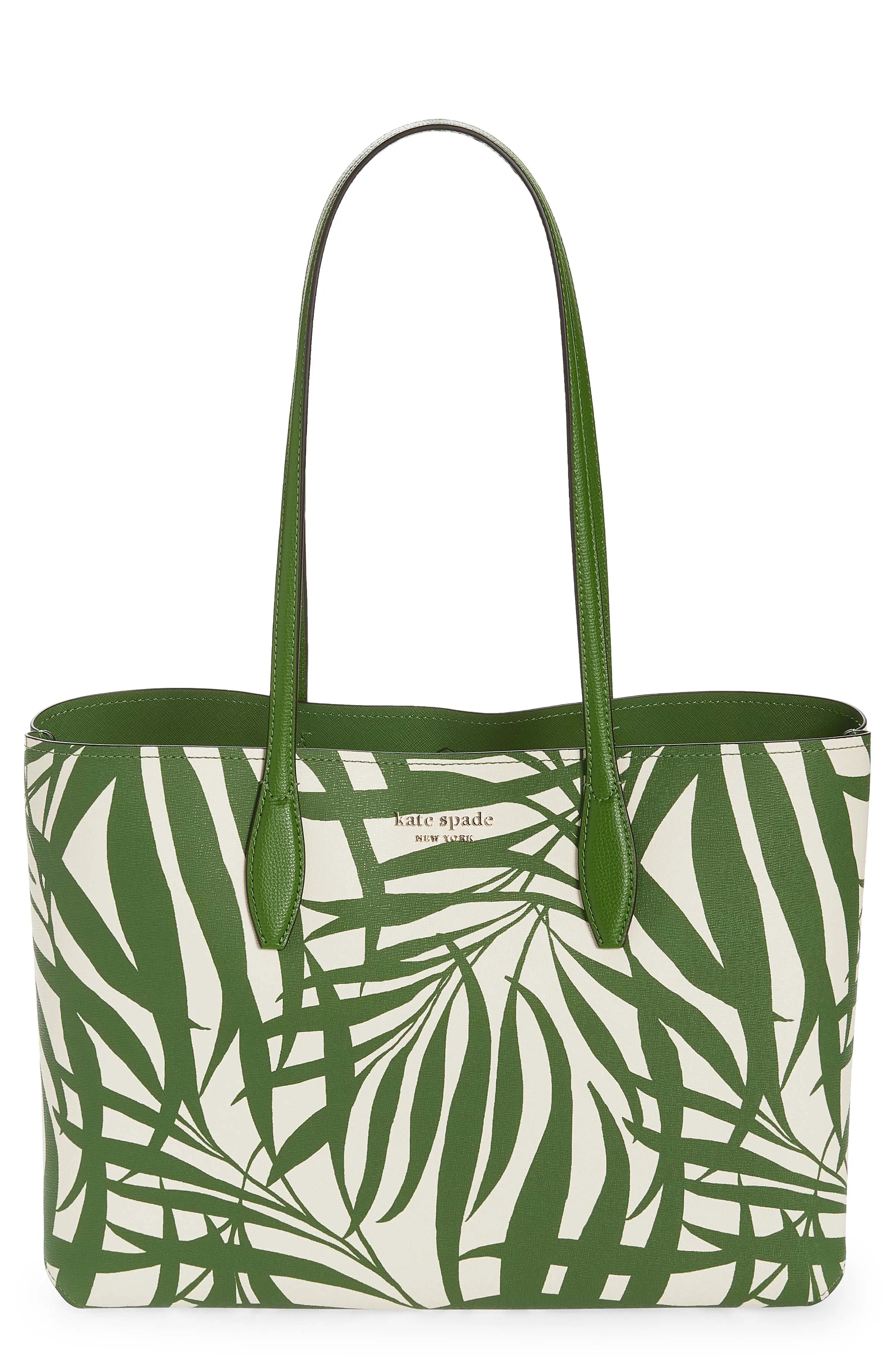 kate spade new york all day palm fronds tote bag in Bitter Greens Multi at Nordstrom | Nordstrom