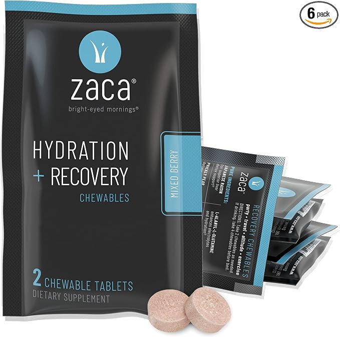 Zaca Recovery Chewable Supplement | Hydration + Recovery | Party, Travel, Exercise & Altitude | S... | Amazon (US)