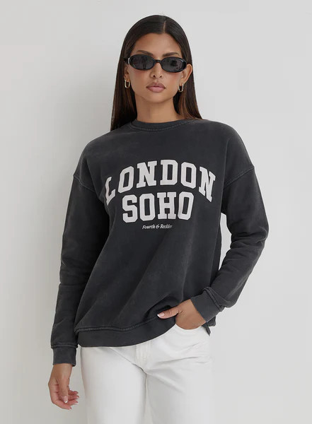 Acid Wash London Slogan Sweatshirt- London | 4th & Reckless